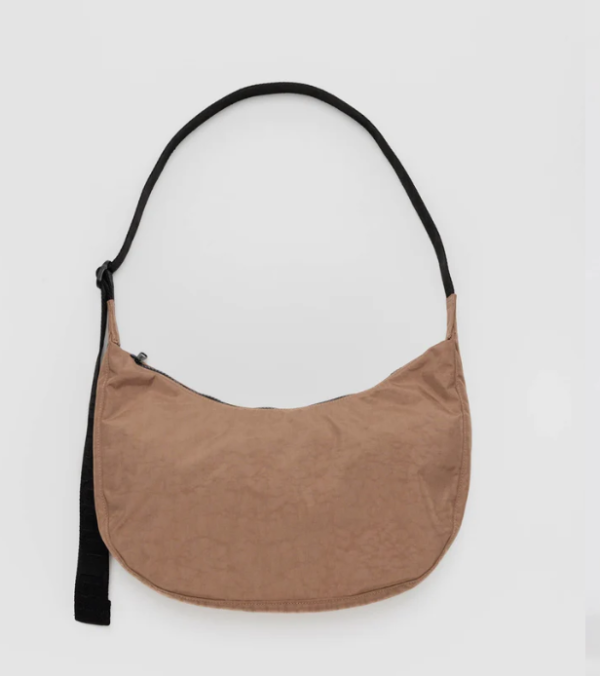 BAGGU Medium Brown Nylon Crescent Bag