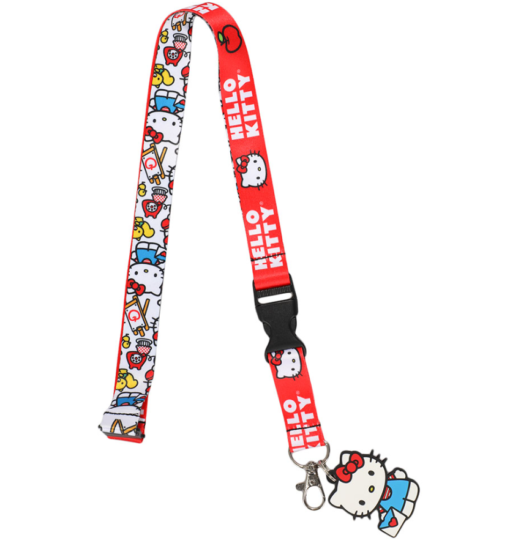 Hello Kitty Lanyard with Breakaway Rubber Charm and ID Sleeve