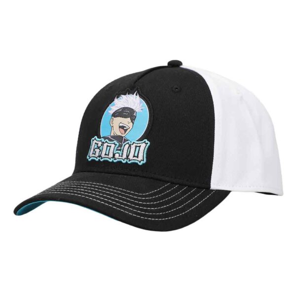 Jujutsu Kaisen Gojo Men’s Black & White Baseball Cap with Light Blue Underbill