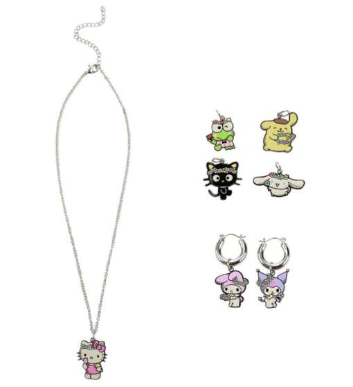 Hello Kitty & Friends Interchangeable Charm Necklace & Earring Set