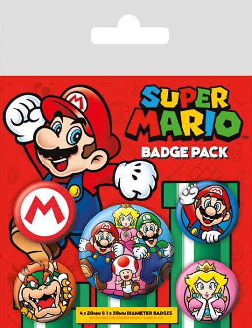 Super Mario Bros Retro Badge 5-Pack