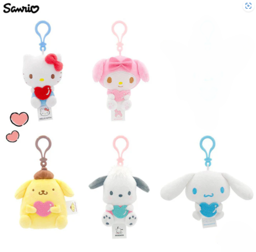 Sanrio Characters Hugging Heart Keychain