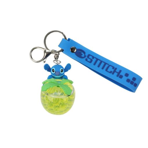 Disney Stich Liquid-Filled Pineapple 2.5” Keychain with Wristlet Strap