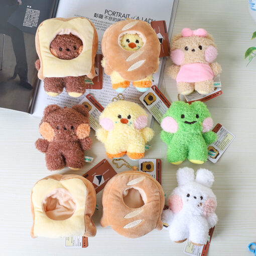 Kawaii Fuzzy Duck, Bear, and Frog Keychains