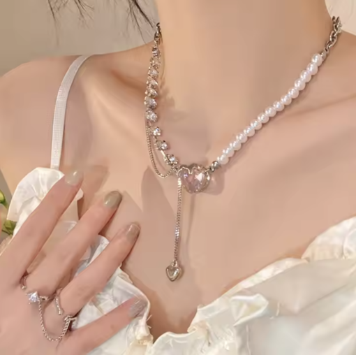 Crystal Heart Y-Chain Necklace