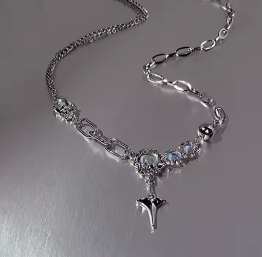 Midnight Moonstone Starburst Cross Necklace