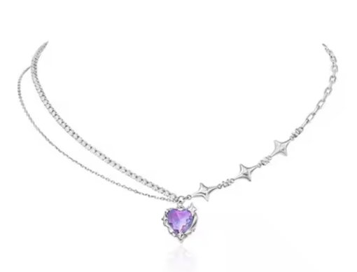 Silver Twilight Amethyst Heart Necklace