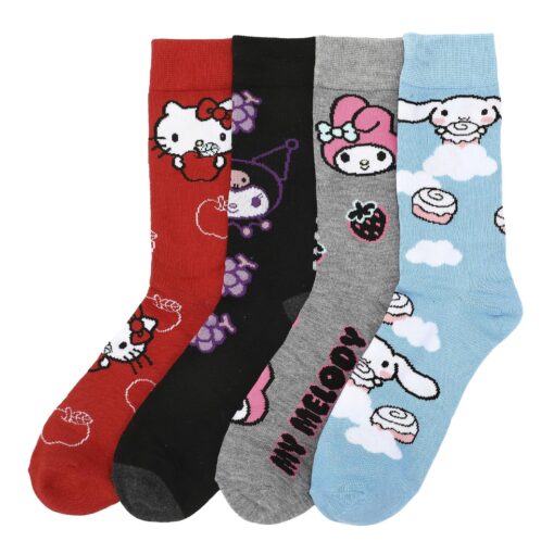 Hello Kitty And Friends Patterns 4-Pack Casual Crew Socks