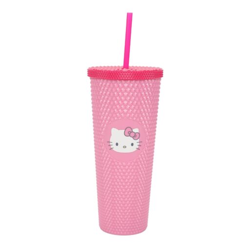 Bioworld Hello Kitty Pink 24 Oz. Acrylic Cup With Reusable Straw