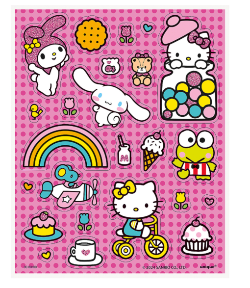 Hello Kitty and Friends Glittery Sticker Sheets  4ct Party