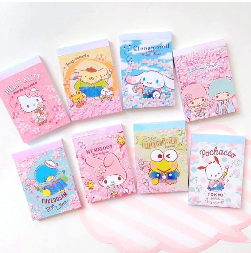 Sanrio Sakura Mini Memo Pad: Kerokerokeroppi, My Melody, Cinnamoroll