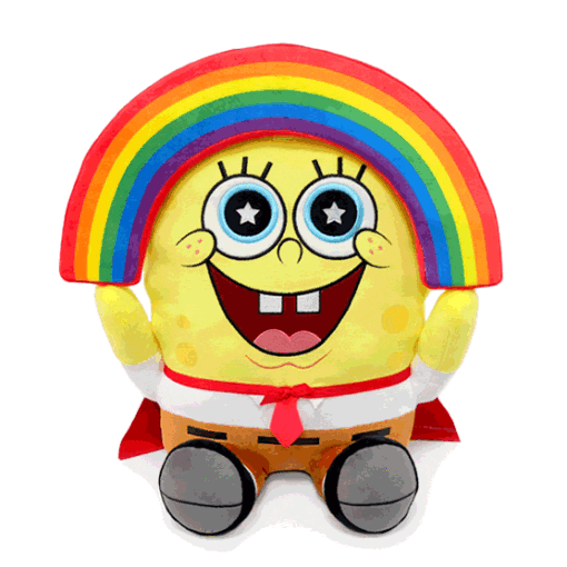 Shakeable Spongebob 16" Hug Me Plush- Rainbow (Large)