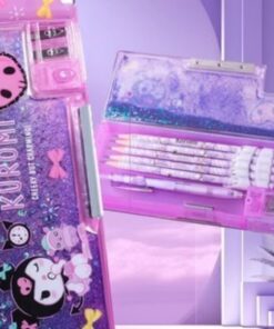 Sanrio Glitter Pencil Box with Built in Pencil Sharpener, Pochacco, Kuromo, My Melody Cinnamoroll