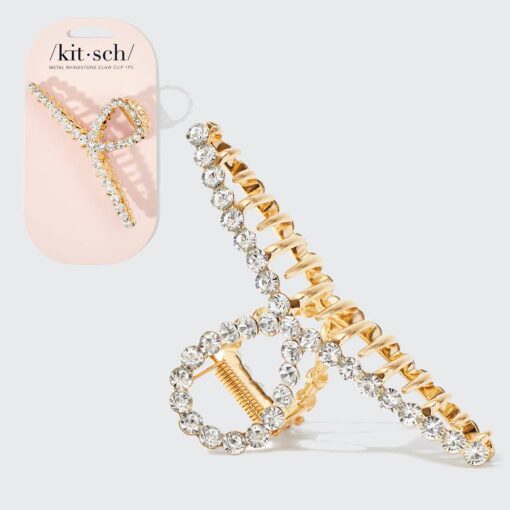 Kitsch Metal Rhinestone Loop Claw Clip 1pc- Gold