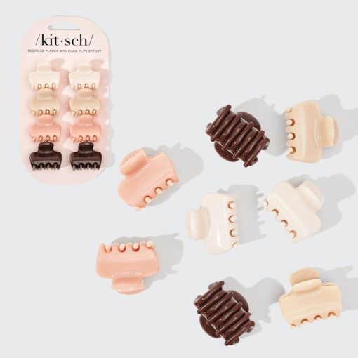 Kitsch Recycled Plastic Mini Cloud Claw Clips 8pc Set - Rosewood