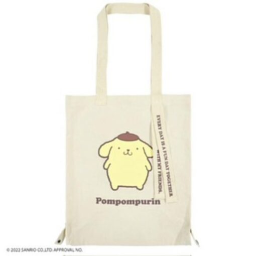 Pompompurin Tote Bag Sanrio Large  Button Closure Zipper Interior Pocket