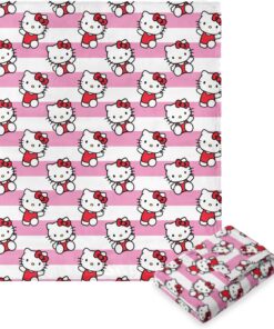 Hello Kitty Silk Touch Throw Blanket, Bows And Stripes, 50 " x 70 "
