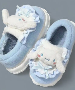 Cinnamoroll Snuggle House Shoes with Lace & Striped Bows