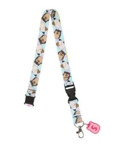 Squishmallows Hans and Cam Pattern Art Sublimated Lanyard with PVC Rubber Charm