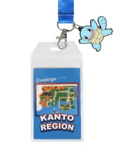 Pokemon Squirtle Blue Kanto Region Lanyard with Rubber Charm and ID Sleeve