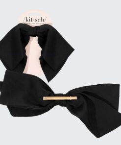 Kitsch Recycled Fabric Bow Hair Clip 1pc- Black