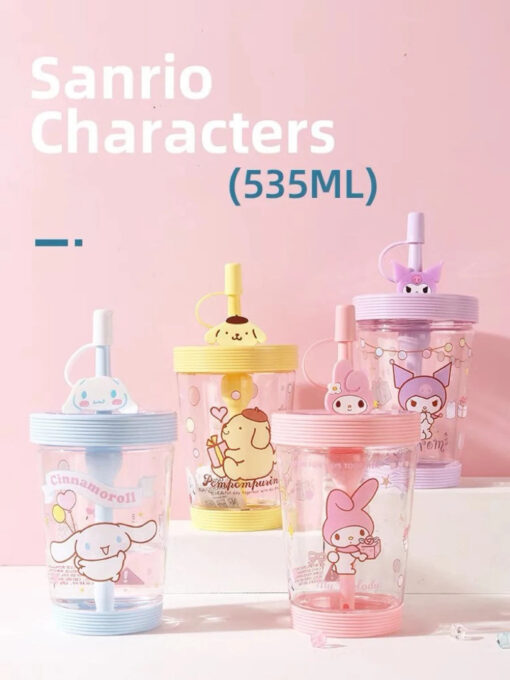 Children's Sanrio Cups with Straw and Silicone Straw Topper