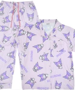 Kuromi Short Sleeve Button Down Pajama Set (M)