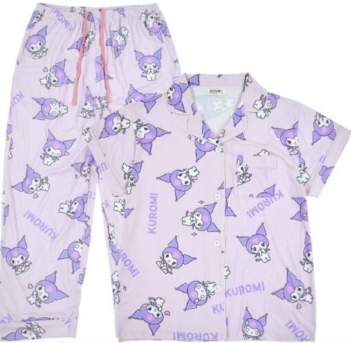 Kuromi Short Sleeve Button Down Pajama Set (M)