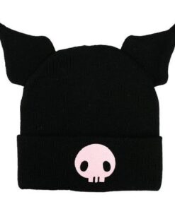 Kuromi Cuff Beanie with 3D Plush Horns