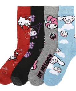 Hello Kitty And Friends Patterns 4-Pack Casual Crew Socks