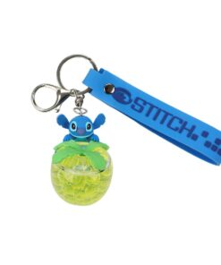 Disney Stitch Liquid-Filled Pineapple 2.5” Keychain with Wristlet Strap