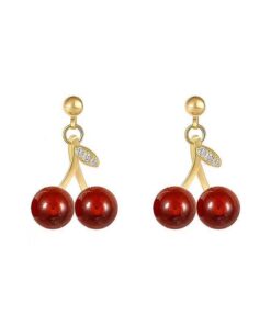Golden Cherry Blossom Dangle Earrings
