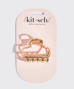 Metal Medium Open Shape Puffy Claw Clip - Gold
