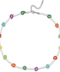 Y2K Daisy Beaded Choker Necklace