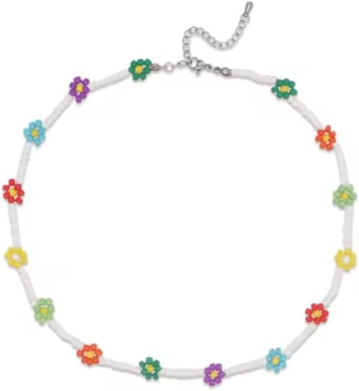 Y2K Daisy Beaded Choker Necklace