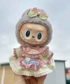 Mini Outfits For Labubu & 7-8" Plushies | Yellow and Pink Frilly Dress