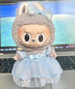 Mini Outfits For Labubu & 7-8" Plushies |  Cute Blue Dress and Bow