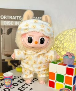 Mini Outfits For Labubu & 7-8" Plushies | 3-Piece Yellow Pajama Set with Matching Sleeping Mask