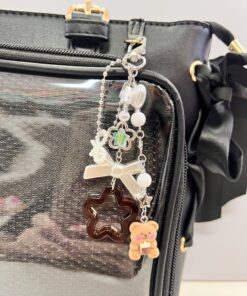 Adorable Brown Bear Star and Heart Bag Charm