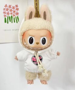 Mini Outfits For Labubu & 7-8" Plushies |  White Hoodie with Heart Design