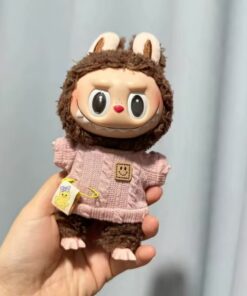 Mini Outfits For Labubu & 7-8" Plushies |  Pink Sweater with Smily Patch