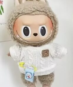 Mini Outfits For Labubu & 7-8" Plushies | White Sweater with Smiley Patch