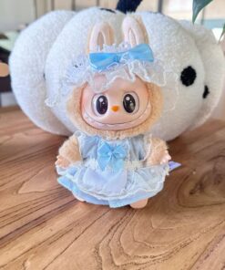 Mini Outfits For Labubu & 7-8" Plushies | Blue Dress With Ruffles and Head Piece