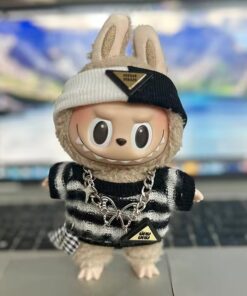 Mini Outfits For Labubu & 7-8" Plushies3-Piece Black and White Outfit