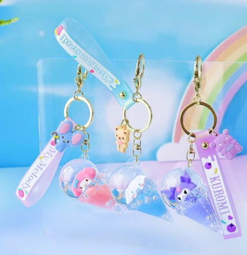 Sanrio Kawaii Ice Cream Pearls Water Keychain