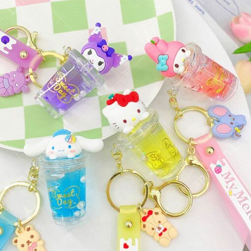 Sanrio Sweet Day Boba Cup Liquid Floating Keychain