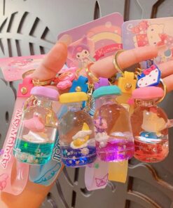 Hello Kitty and Friends Rotating Bottle Lid Liquid Floating Keychain
