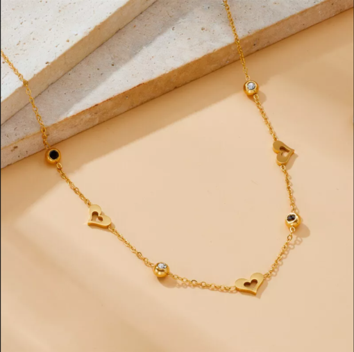 Hollow Heart Gold Necklace Stainless Steel