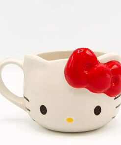 Hello Kitty Face Red Bow Ceramic 20oz 3D Sculpted Mug
