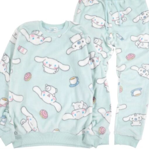 Cinnamoroll Pajama Set Drink and Dessert Print Blue